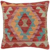 handmade Traditional Pillow Red Blue Hand-Woven SQUARE 100% WOOL Hand woven turkish pillow2' x 2'